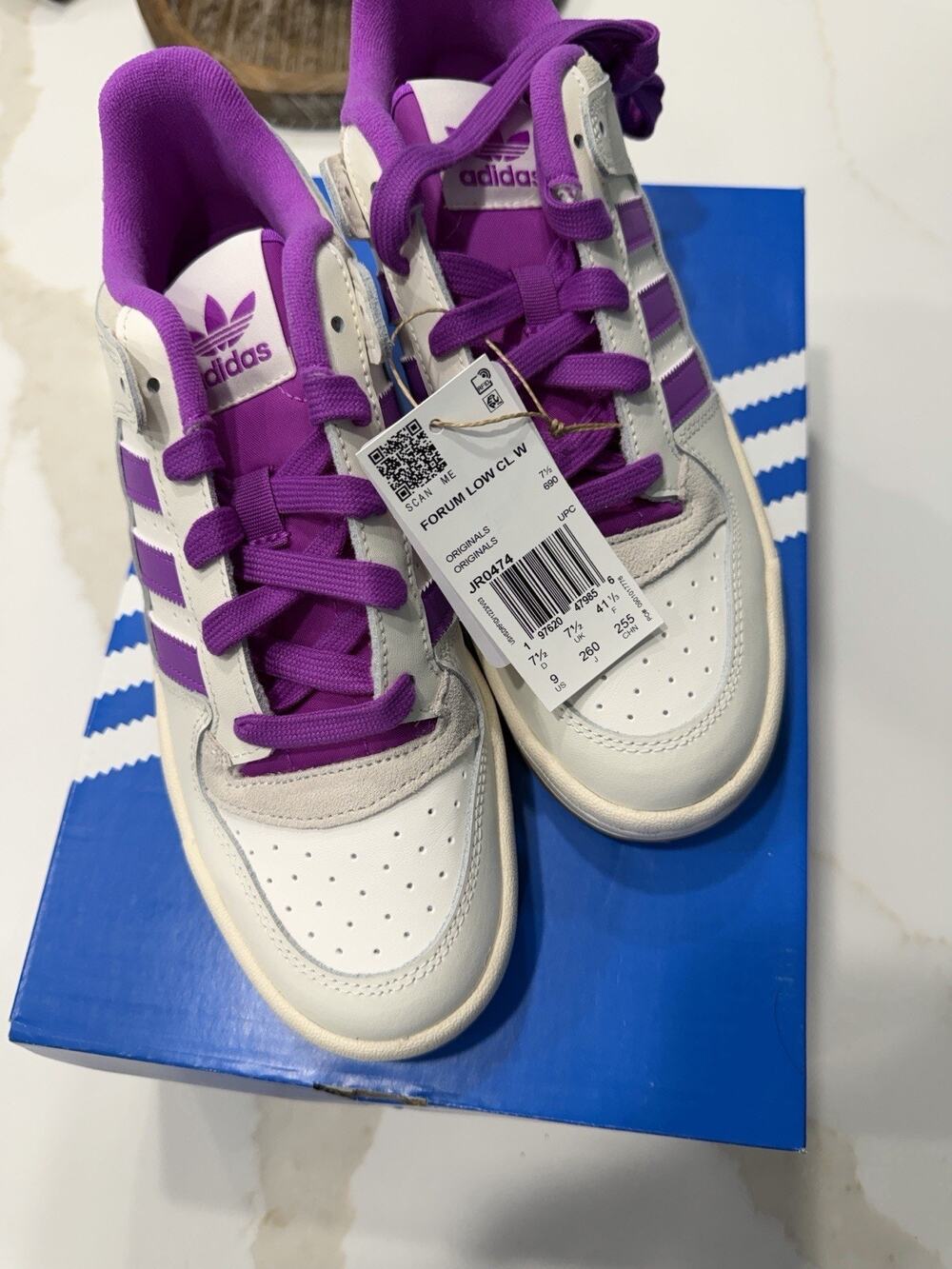 Size 9 - adidas Forum CL Low White Purple Burst W